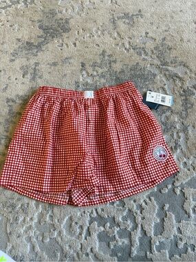 Red Gingham Athletic Shorts with Elastic Waist